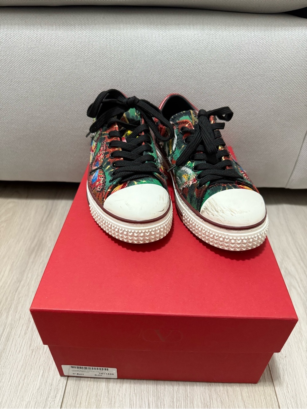 Valentino Multicolor Floral Low-Top Sneakers with Black Laces